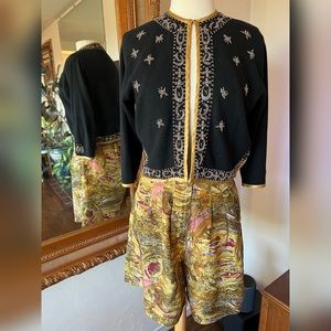 Vintage 1940s Beaded Cardigan Sweater with Silk Trim
